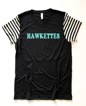 Hawkettes Striped Sleeved - Adults Tee